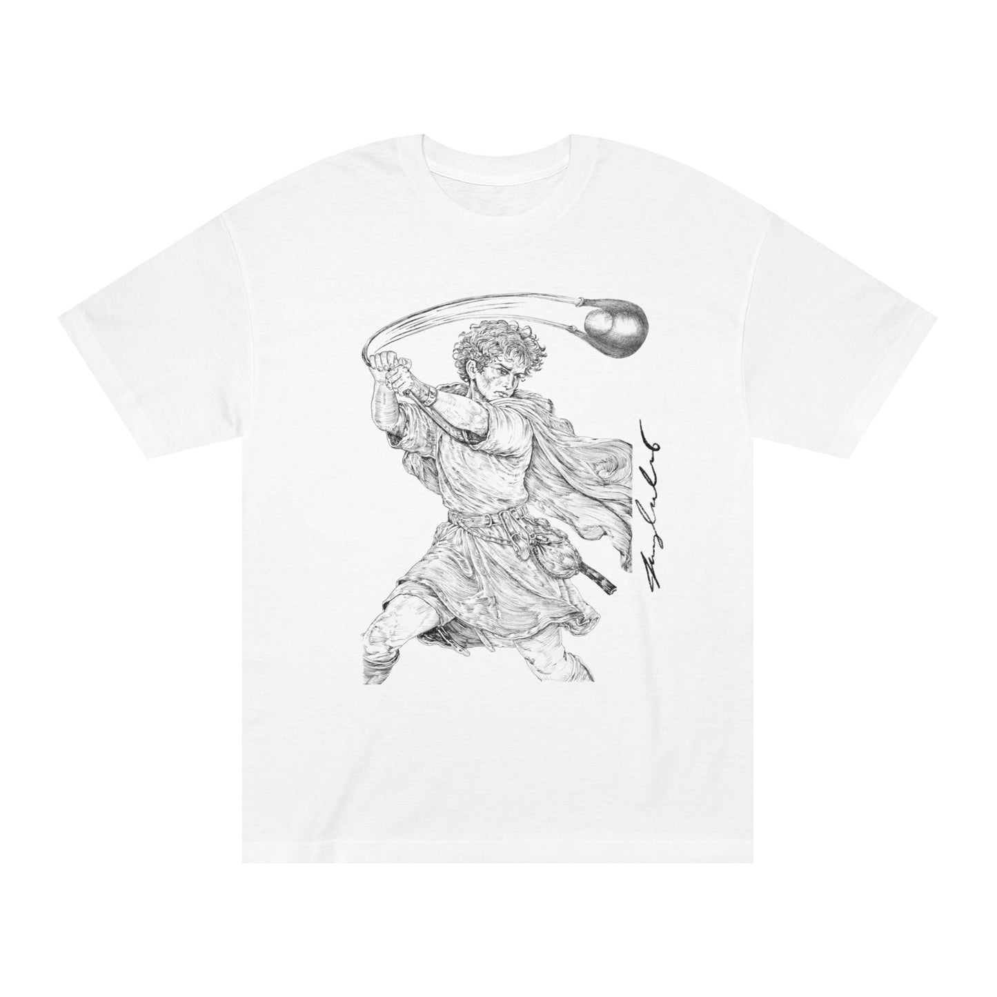 David vs Goliath Vintage Illustration Tee — Renaissance 'Hero' Graphic