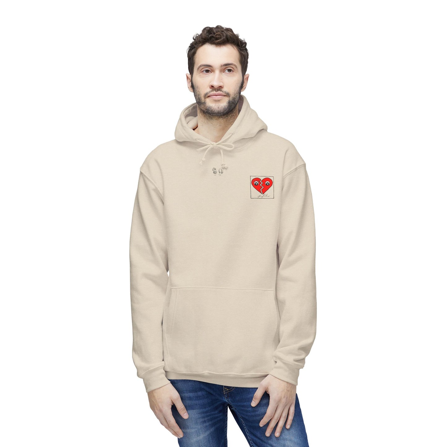 Red Two Half Hearts Hoodie - Made in USA