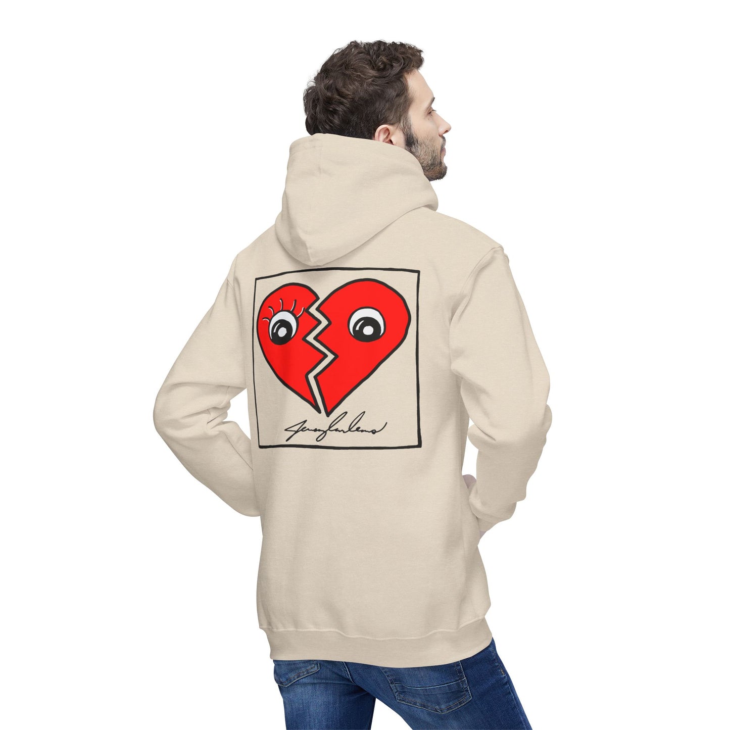 Red Two Half Hearts Hoodie - Made in USA