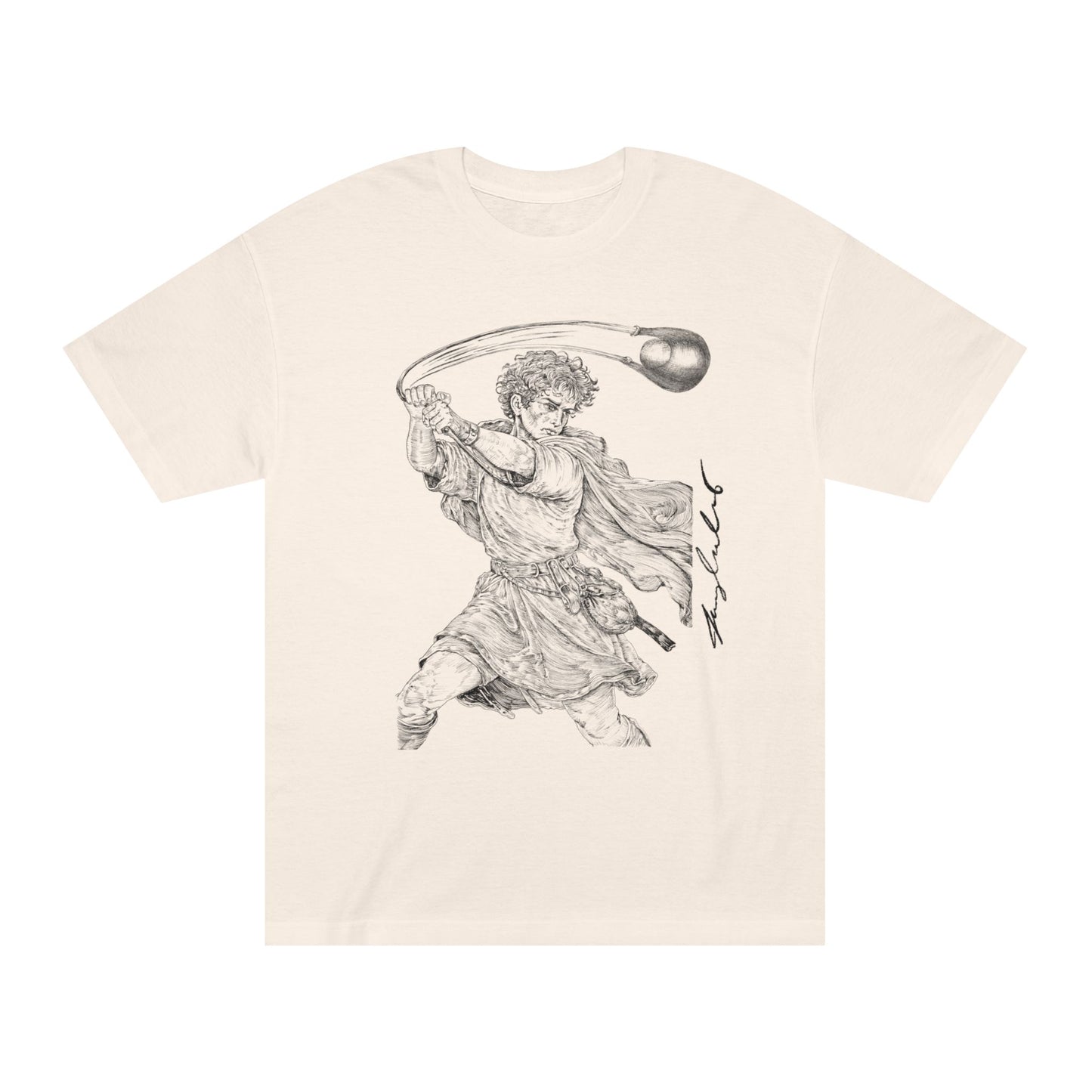 David vs Goliath Vintage Illustration Tee — Renaissance 'Hero' Graphic