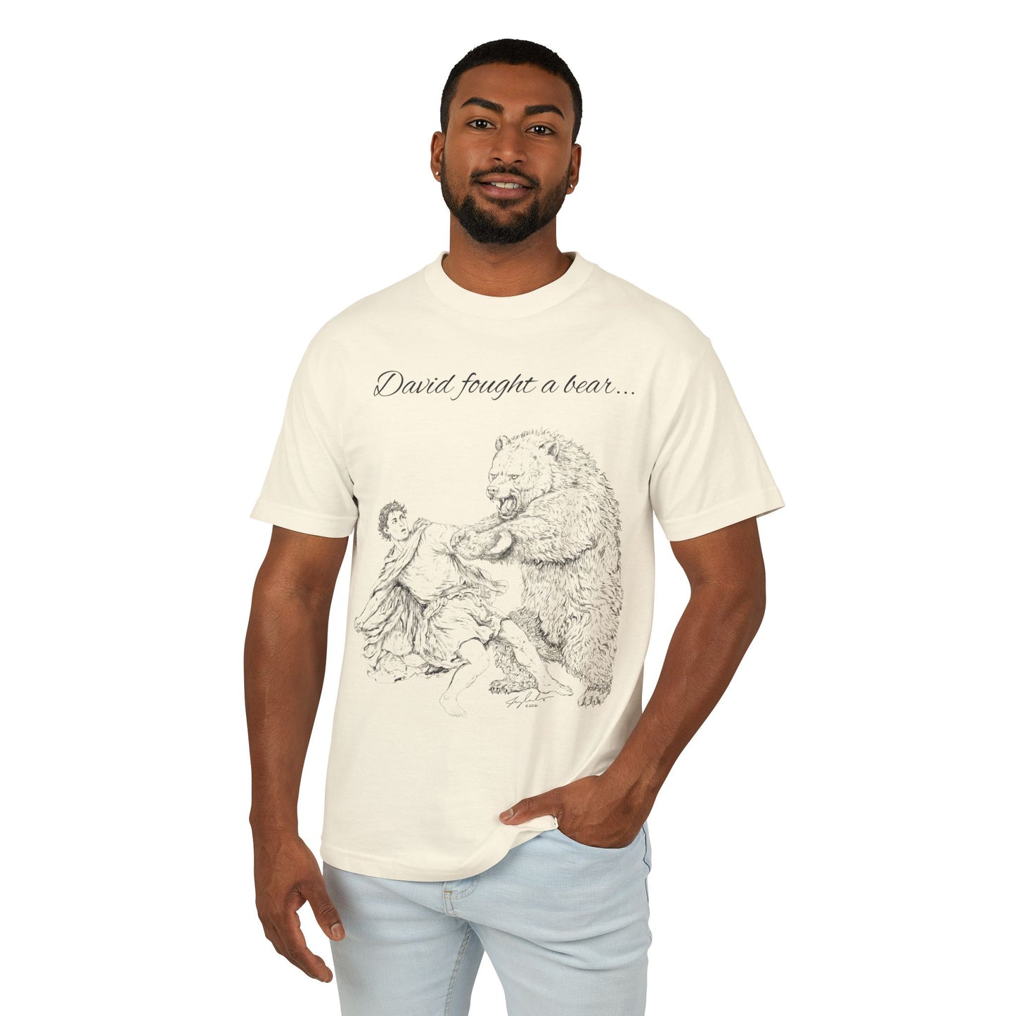David Fought a Bear Vintage Illustration Tee