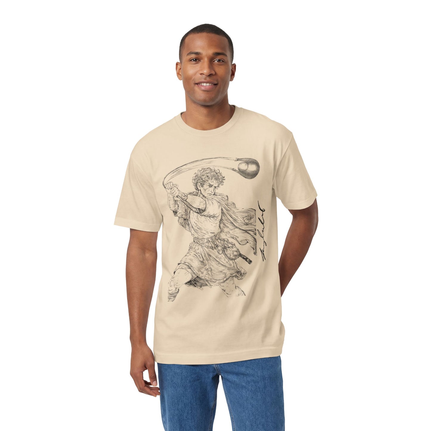 David vs Goliath Vintage Illustration Tee — Renaissance 'Hero' Graphic