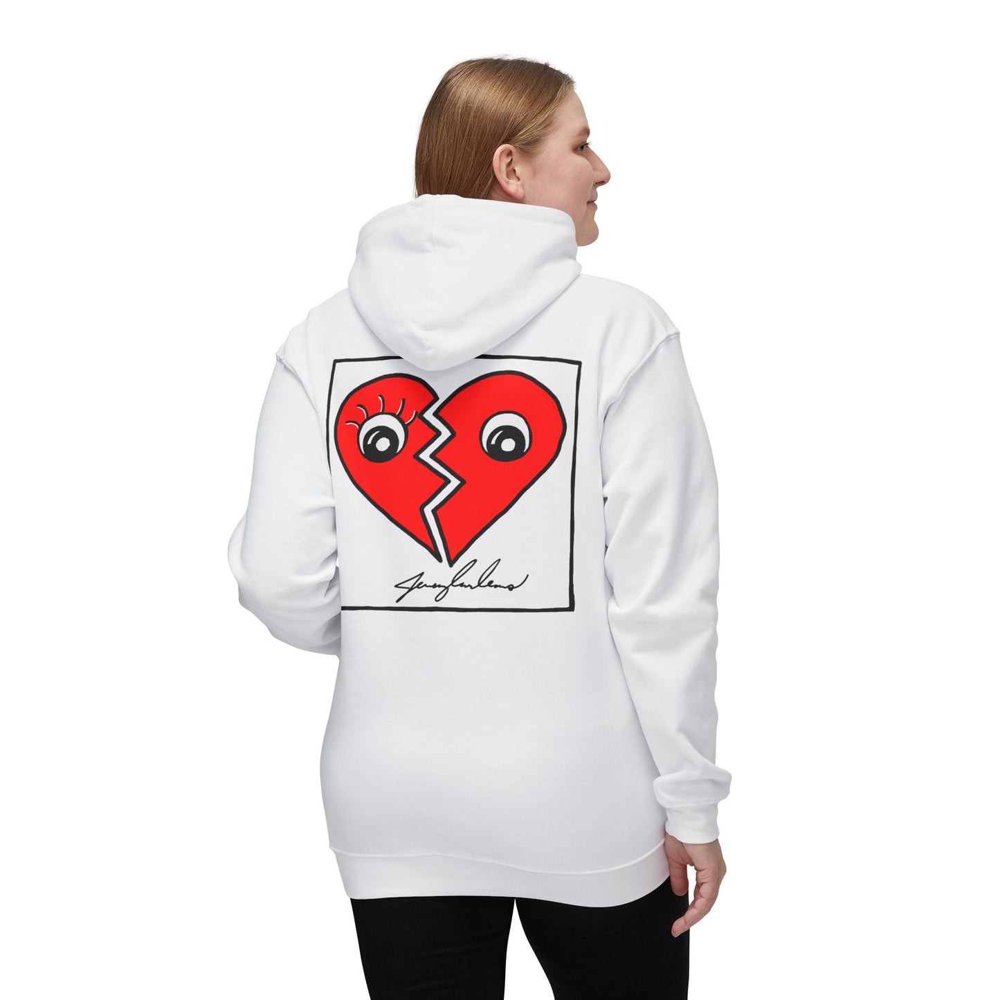 Red Two Half Hearts Hoodie - Made in USA