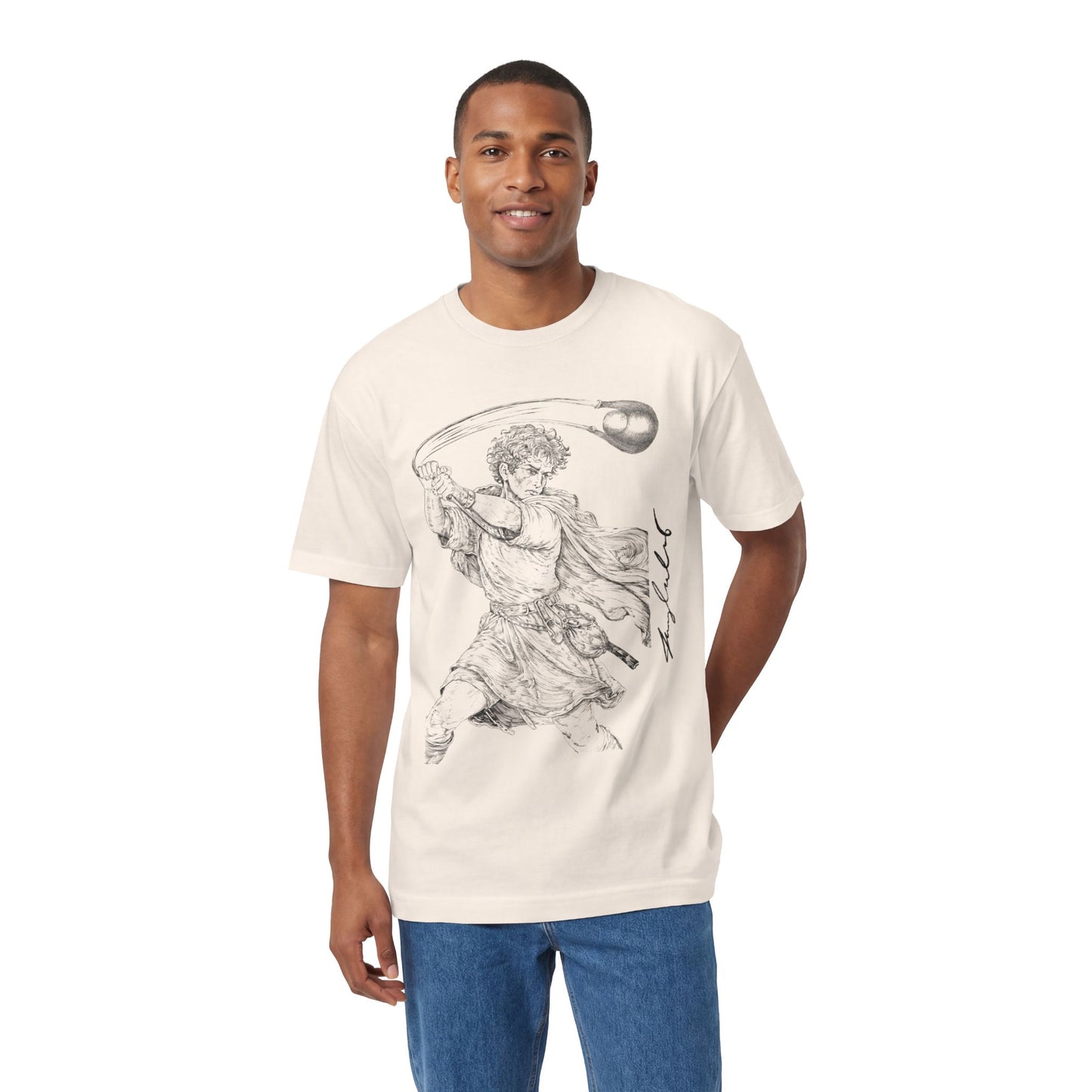 David vs Goliath Vintage Illustration Tee — Renaissance 'Hero' Graphic
