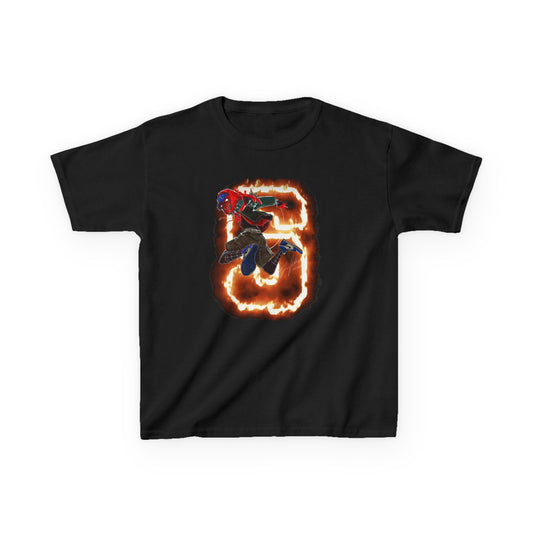 Kids Spider-Man Bulldog Action T‑Shirt — Burning S Graphic Tee