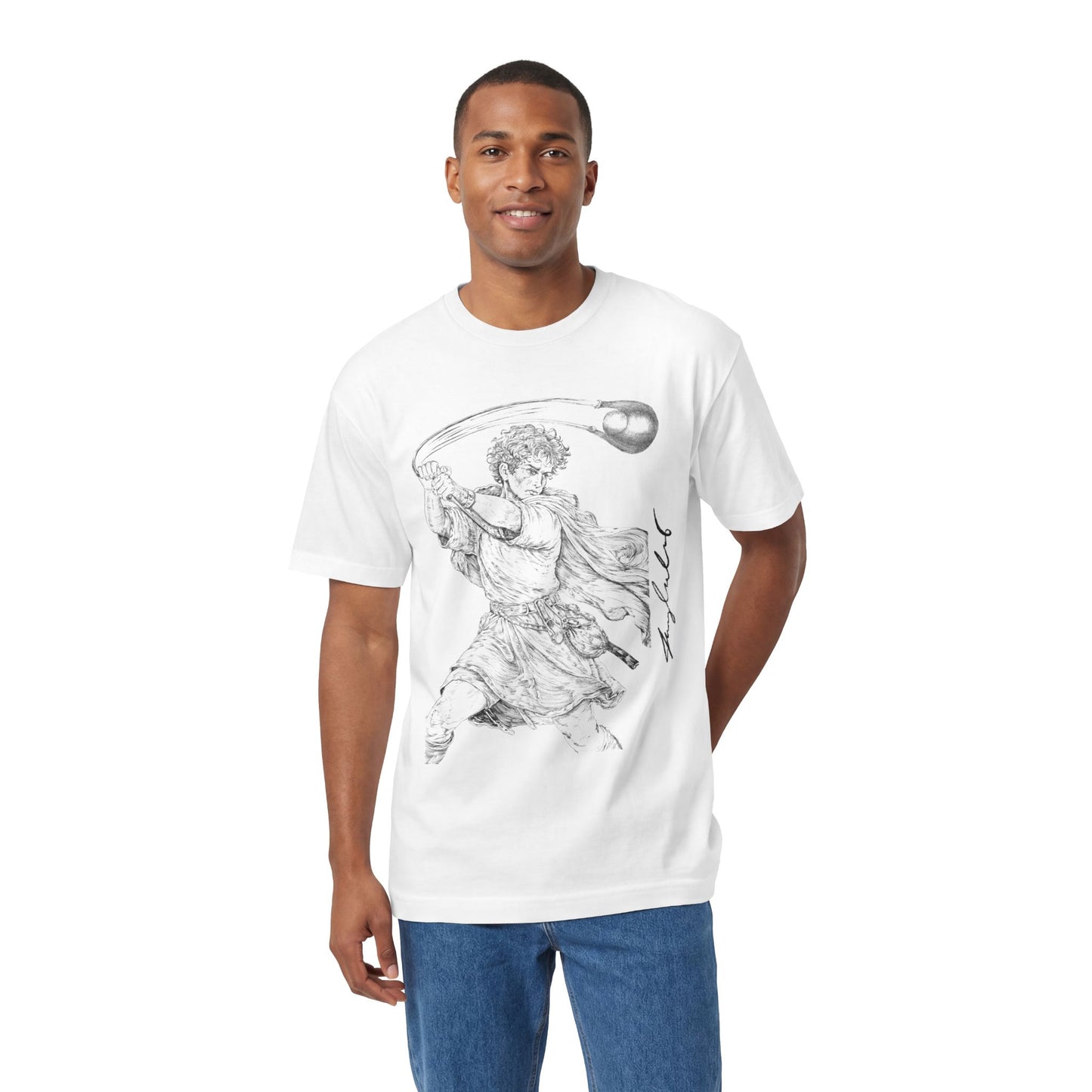 David vs Goliath Vintage Illustration Tee — Renaissance 'Hero' Graphic