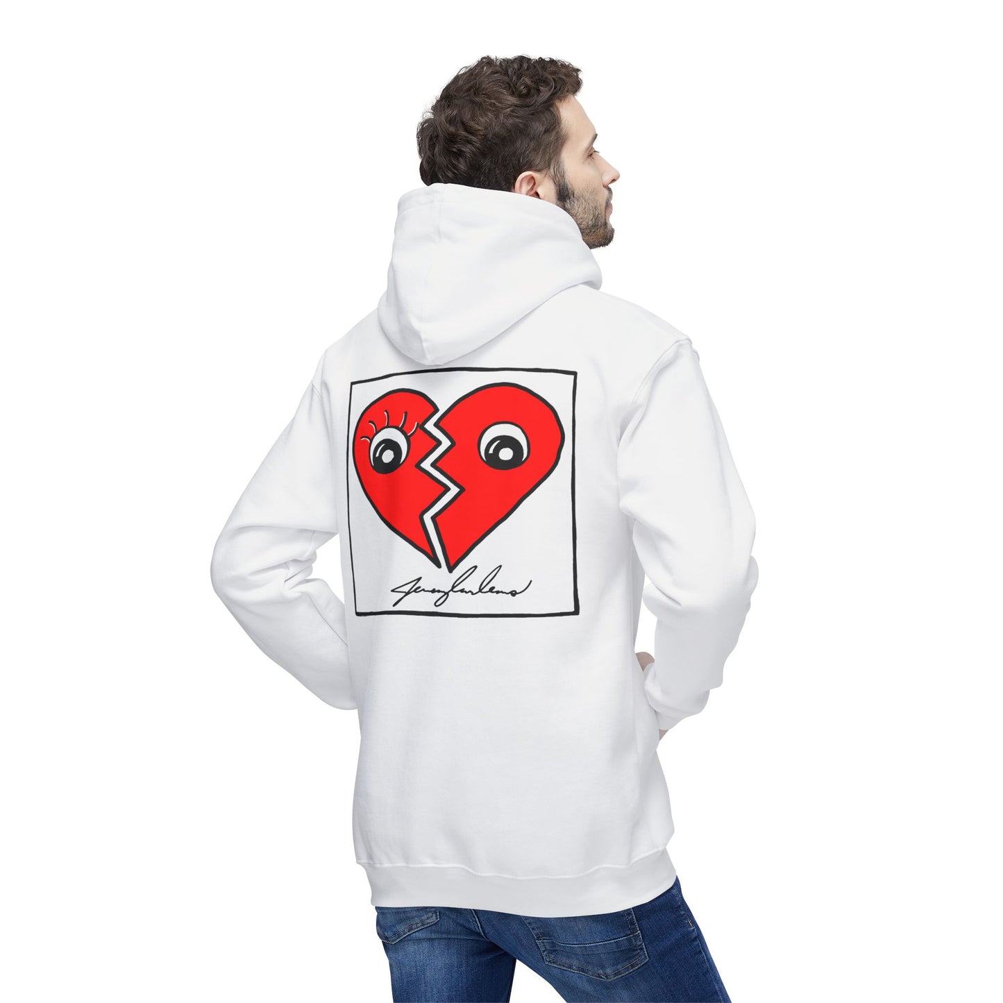 Red Two Half Hearts Hoodie - Made in USA