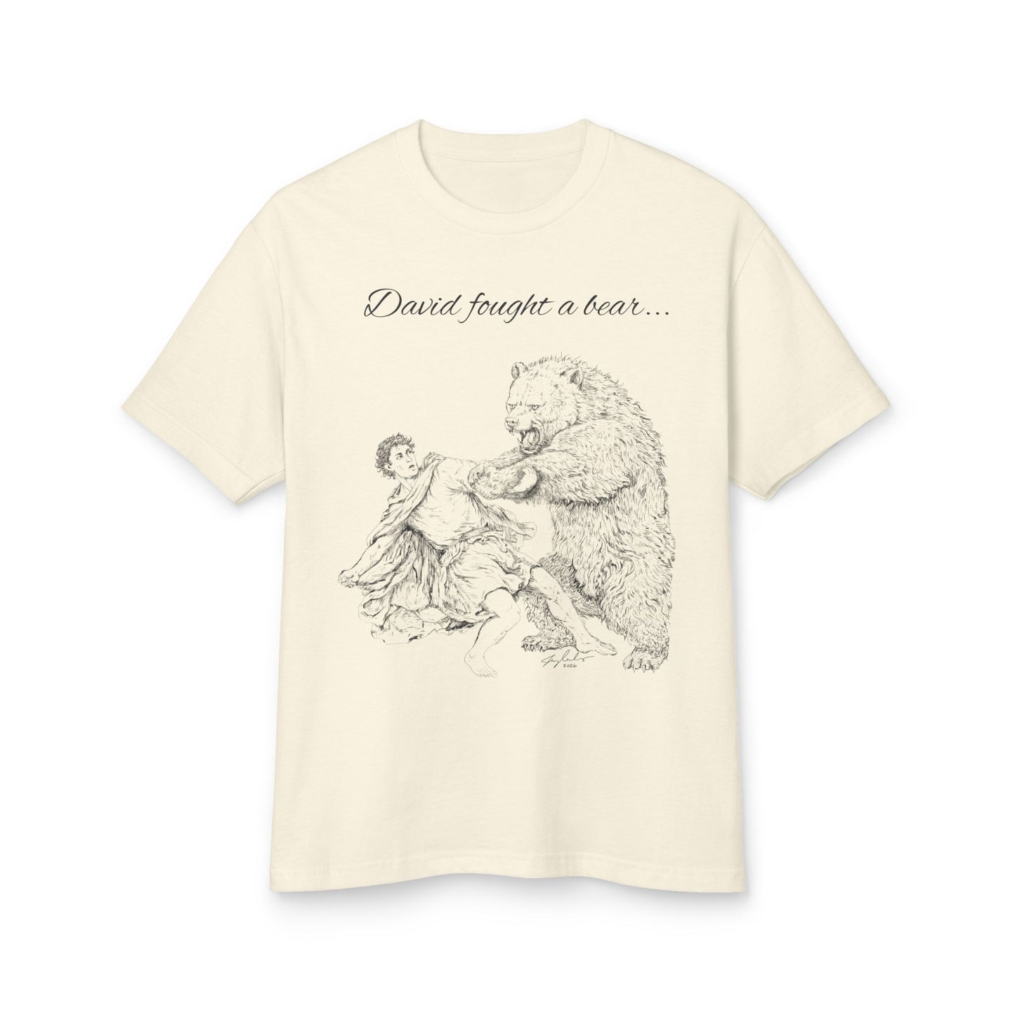 David Fought a Bear Vintage Illustration Tee