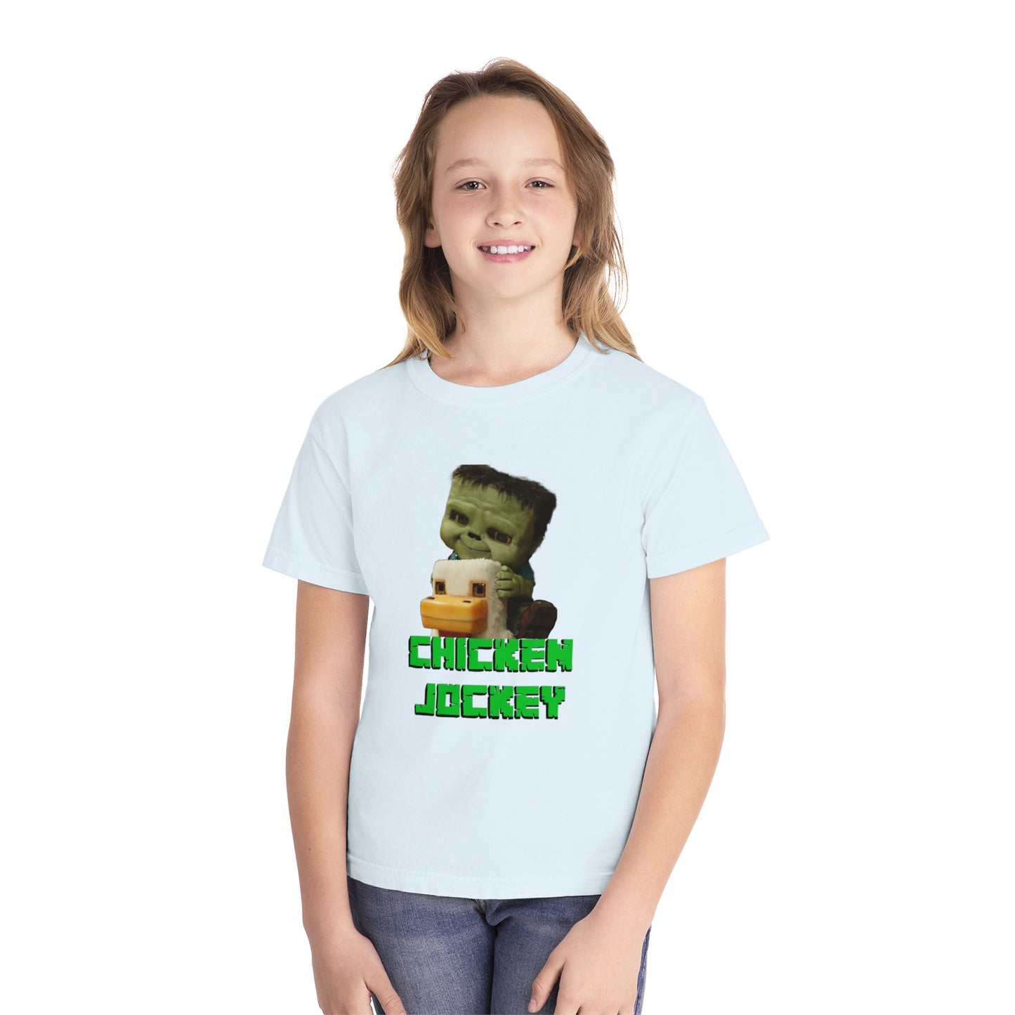 Children's Chicken Jockey Minecraft Movie T-shirt Youth Tee - Inspired Fun