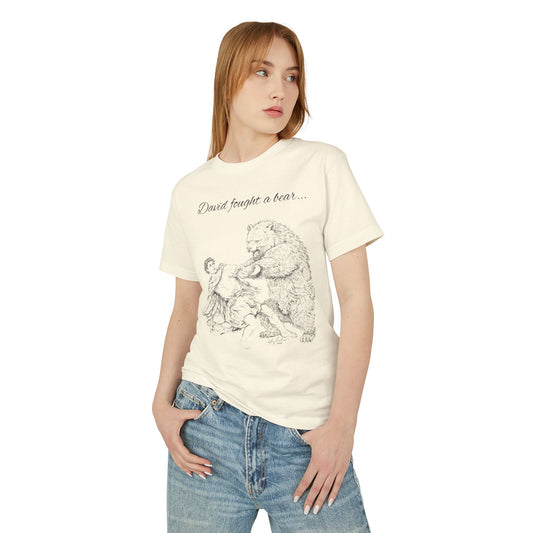 David Fought a Bear Vintage Illustration Tee
