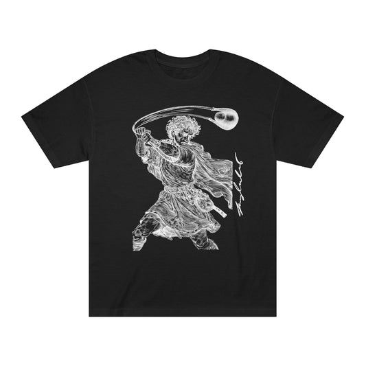 David vs Goliath Vintage Illustration Tee — Renaissance 'Hero' Graphic Black TShirt
