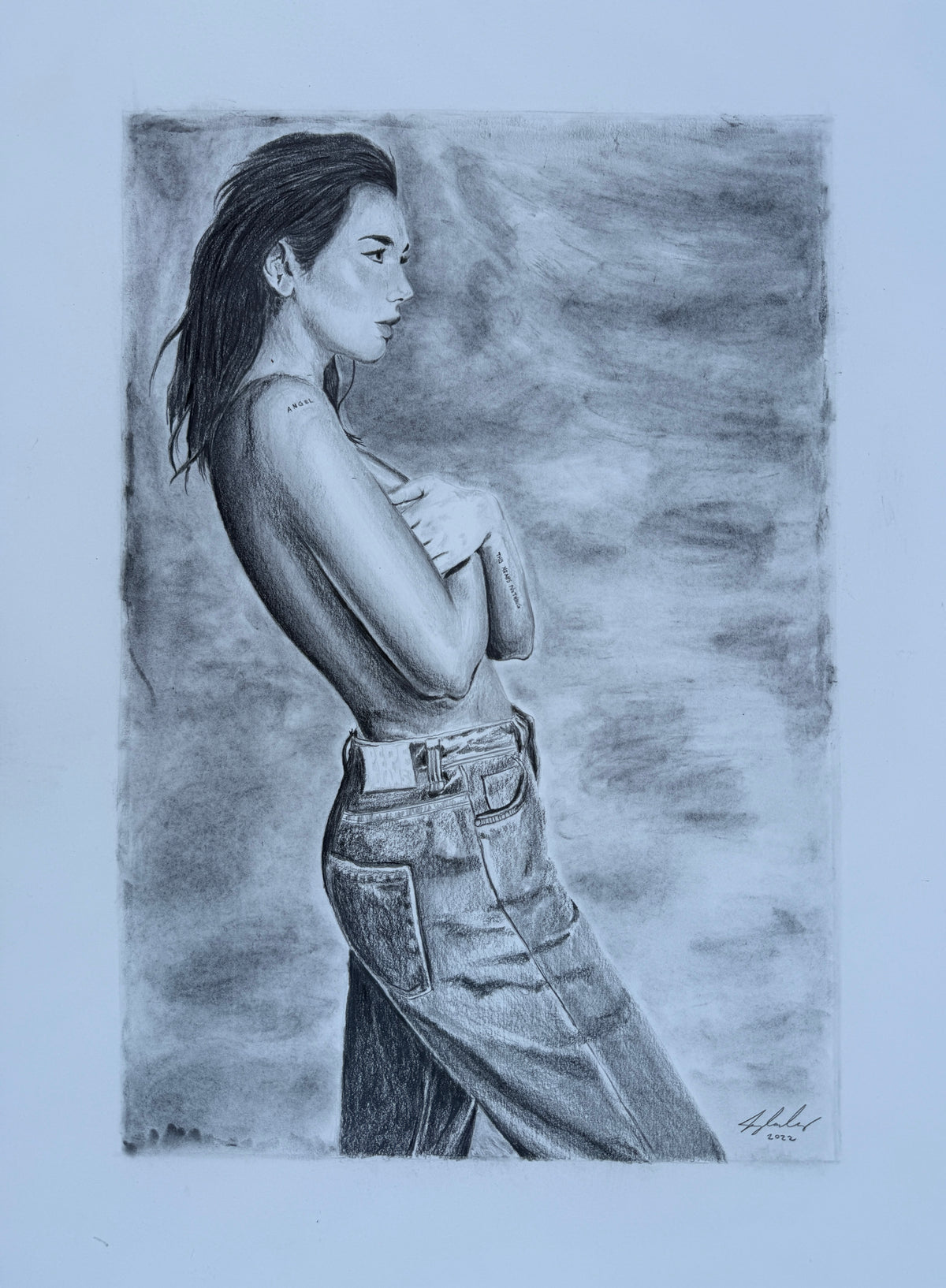Dua Lipa original drawing by artist Jeremy Cardenas